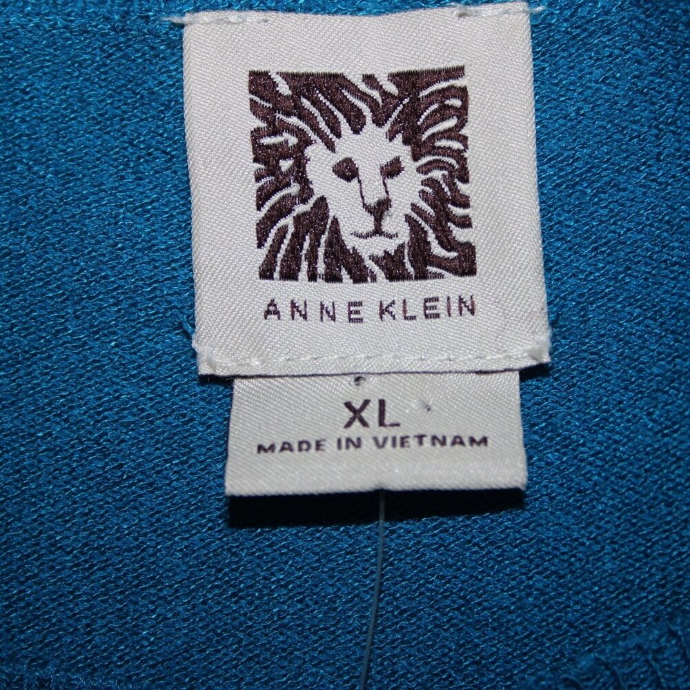Anne Klein $89 Sz XL Peacock Blue Silver Buttons Viscose Cardigan Sweater - Picture 11 of 14